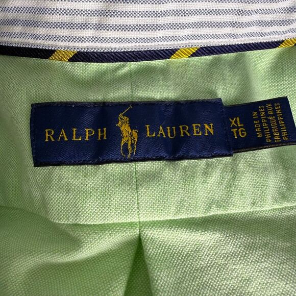 Ralph Lauren 100% Cotton Light Green Long Sleeve Button Down 17 36/37 Pony - Picture 9 of 13